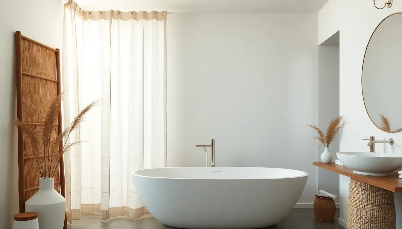 25 Stunning Bathroom Curtain Ideas to Transform Your Space on Any Budget 4 25 Stunning Bathroom Curtain Ideas to Transform Your Space on Any Budget 3