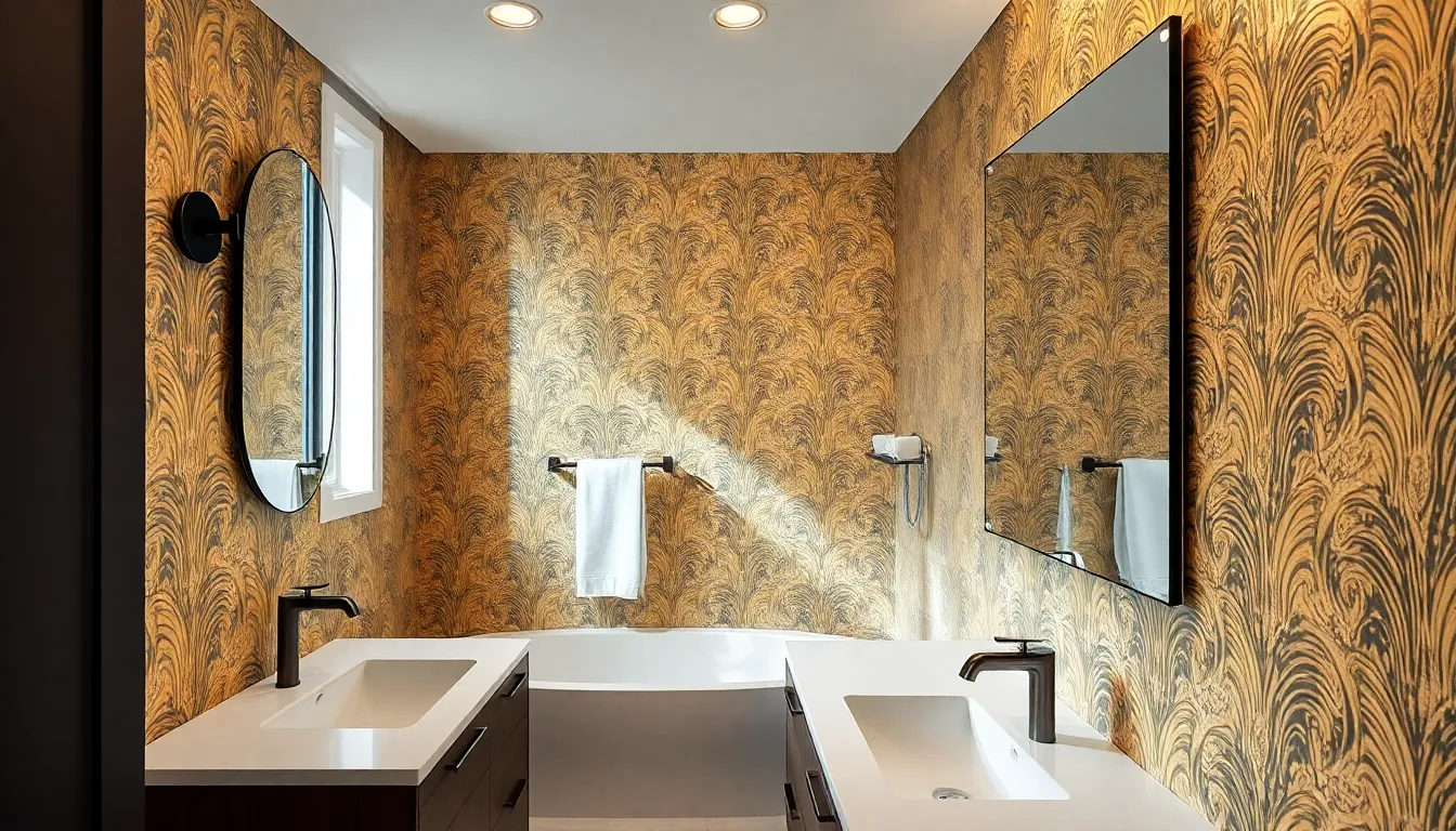 25 Stunning Modern Bathroom Wallpaper Ideas That Will Transform Your Space in 2025 13