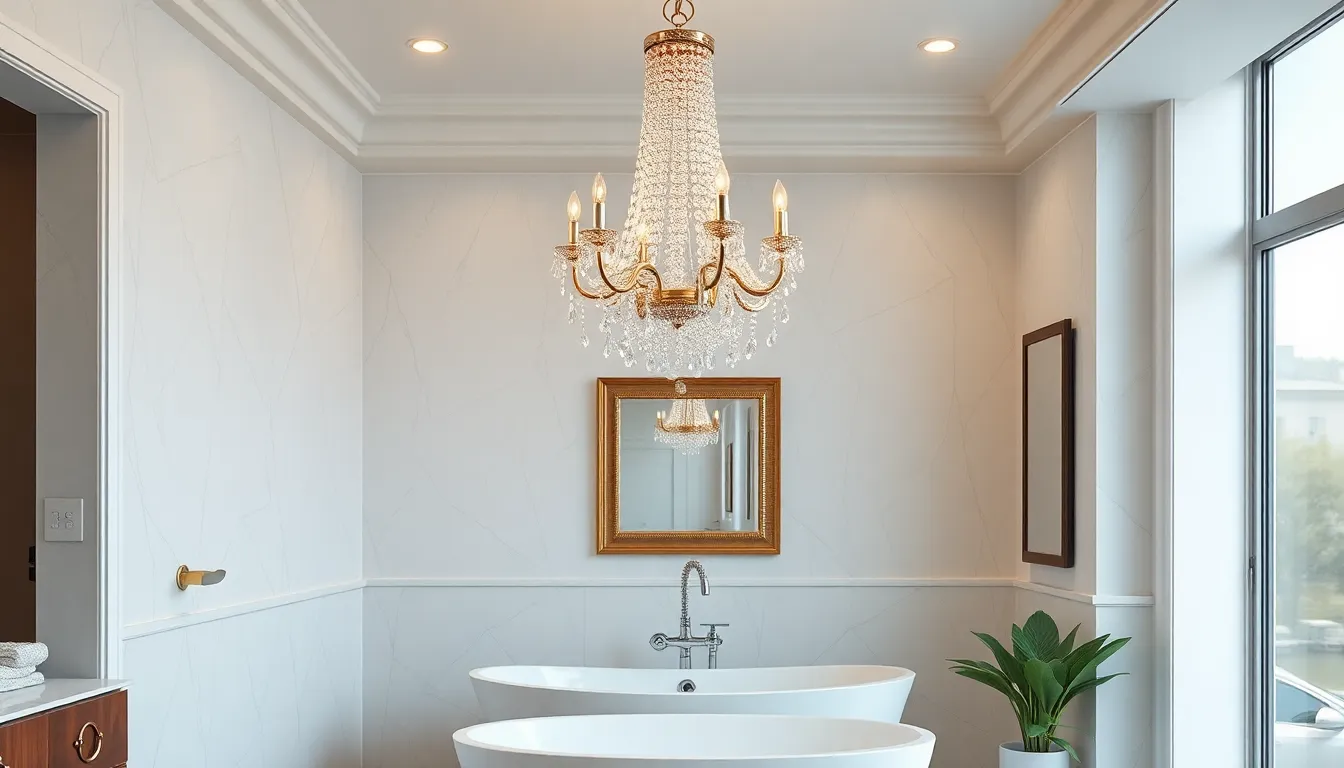 27 Stunning Bathroom Chandelier Ideas to Transform Your Space Into a Luxury Spa 15