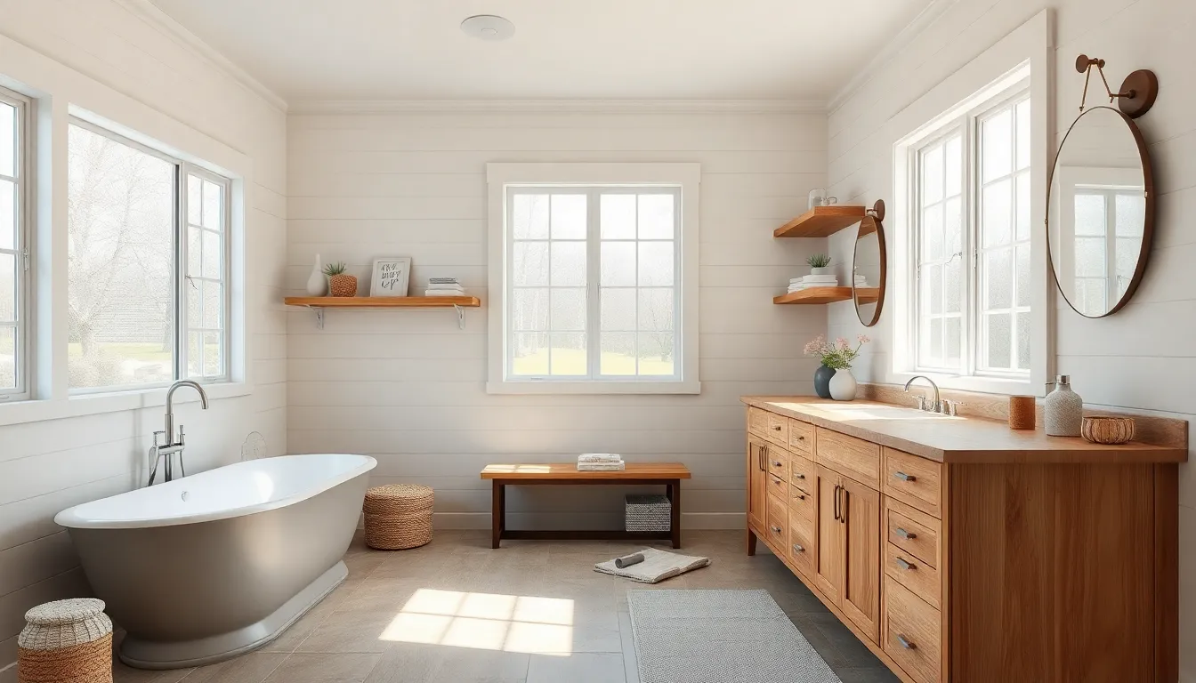 25 Farmhouse Bathroom Ideas That'll Transform Your Space on Any Budget 16 25 Farmhouse Bathroom Ideas That'll Transform Your Space on Any Budget 15
