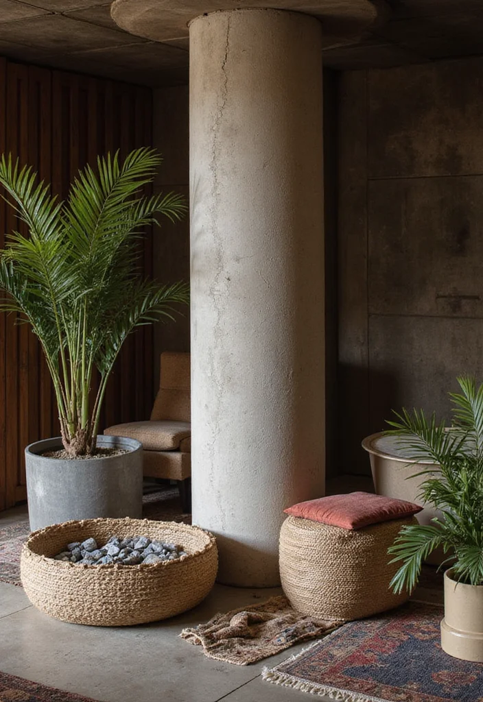 10 Basement Column Ideas for Decorative Functional Styling - 10. Play with Texture