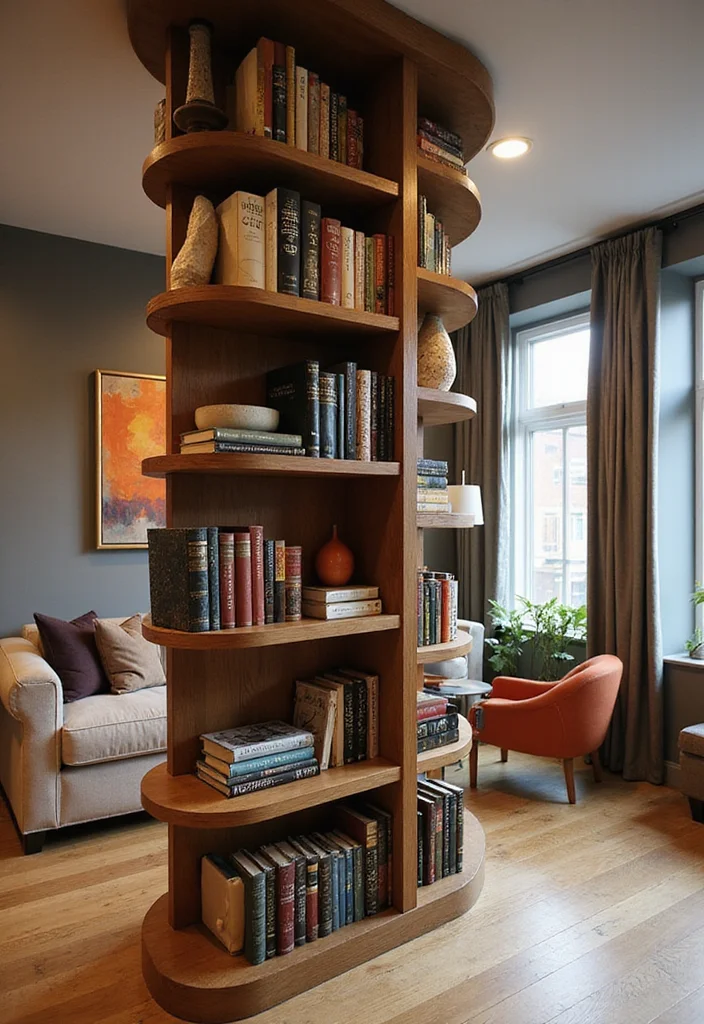 10 Basement Column Ideas for Decorative Functional Styling - 3. Create a Bookshelf Column
