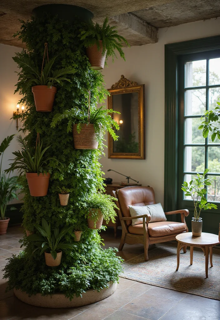 10 Basement Column Ideas for Decorative Functional Styling - 4. Add Some Greenery