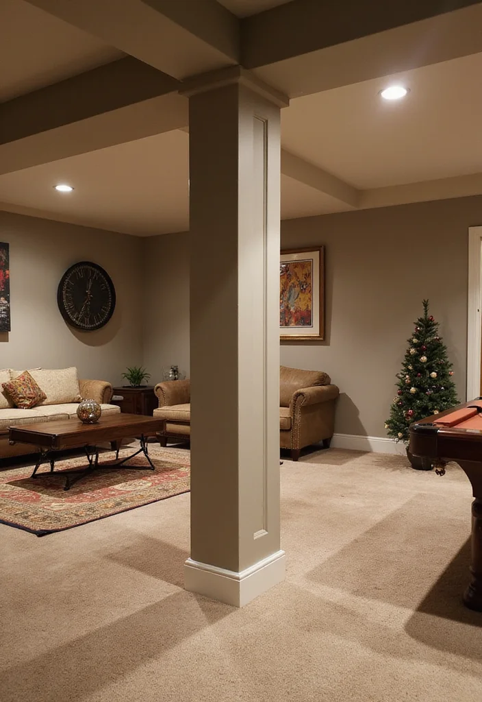 10 Basement Column Ideas for Decorative Functional Styling - 9. Use Columns as Room Dividers