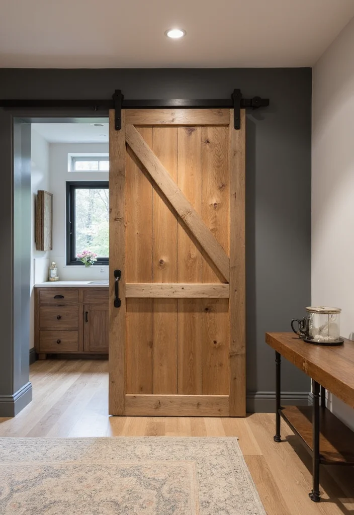 10 Basement Door Ideas Interior for Clean Practical Access 1. Minimalist Sliding Barn Doors