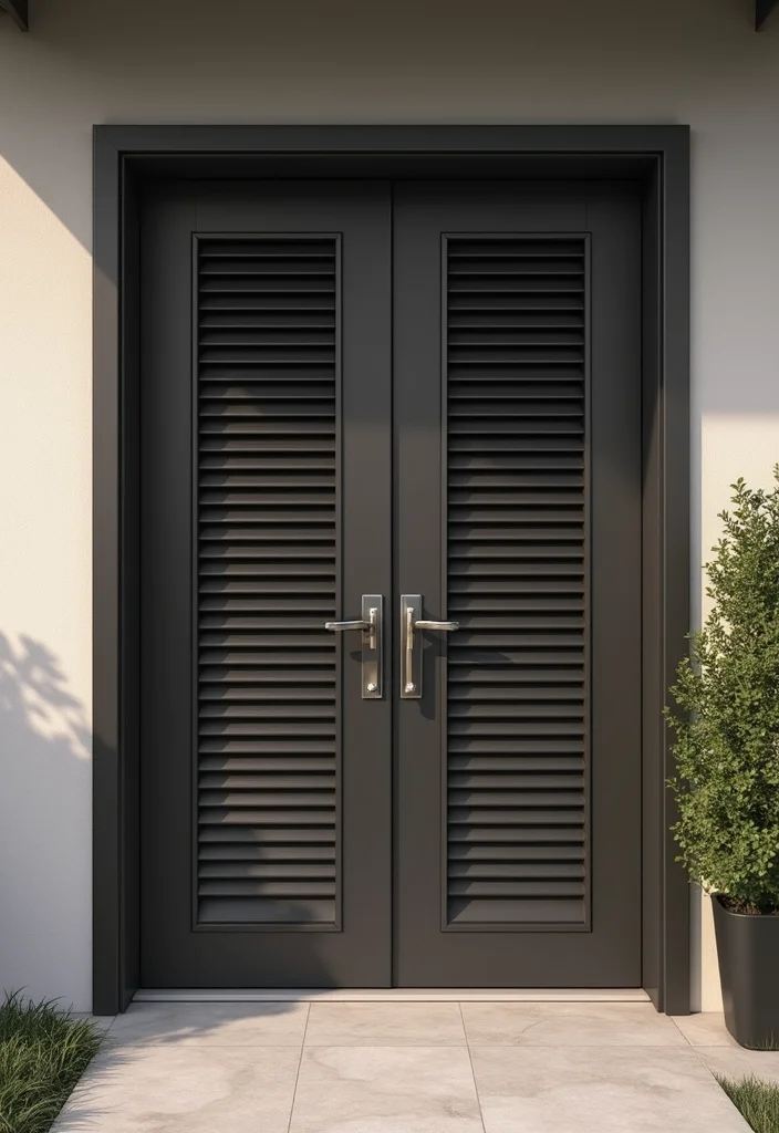 10 Basement Door Ideas Interior for Clean Practical Access 9. Contemporary Louvered Doors