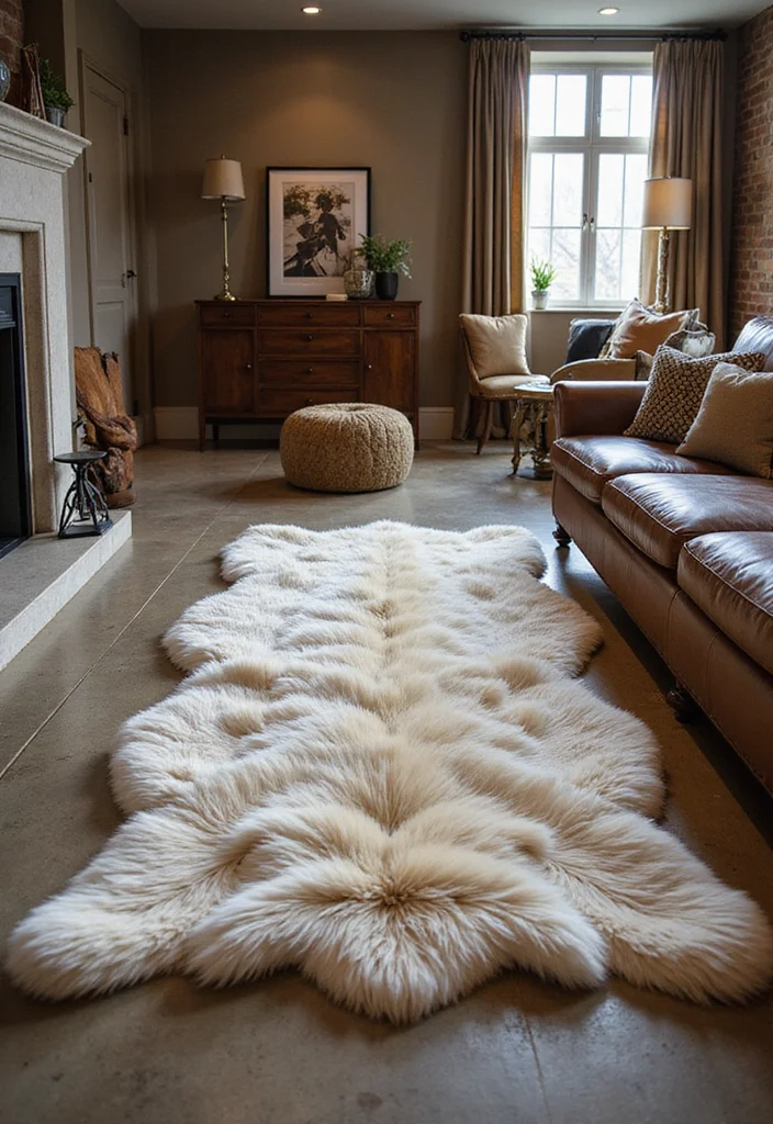 10 Basement Rug Ideas for Warm Comfortable Flooring 7. Faux Fur Rugs