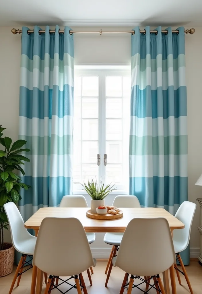 10 Four Panel Curtain Ideas for Wide Balanced Coverage 10. Playful Striped Fabrics