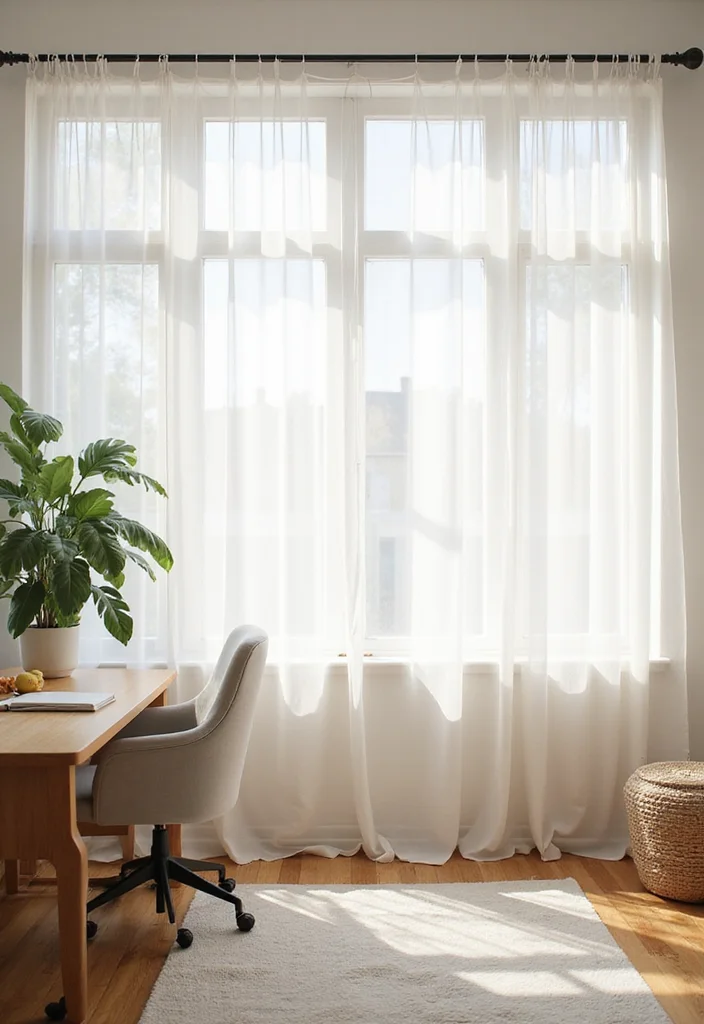 10 Four Panel Curtain Ideas for Wide Balanced Coverage 5. Minimalist Sheer Fabrics