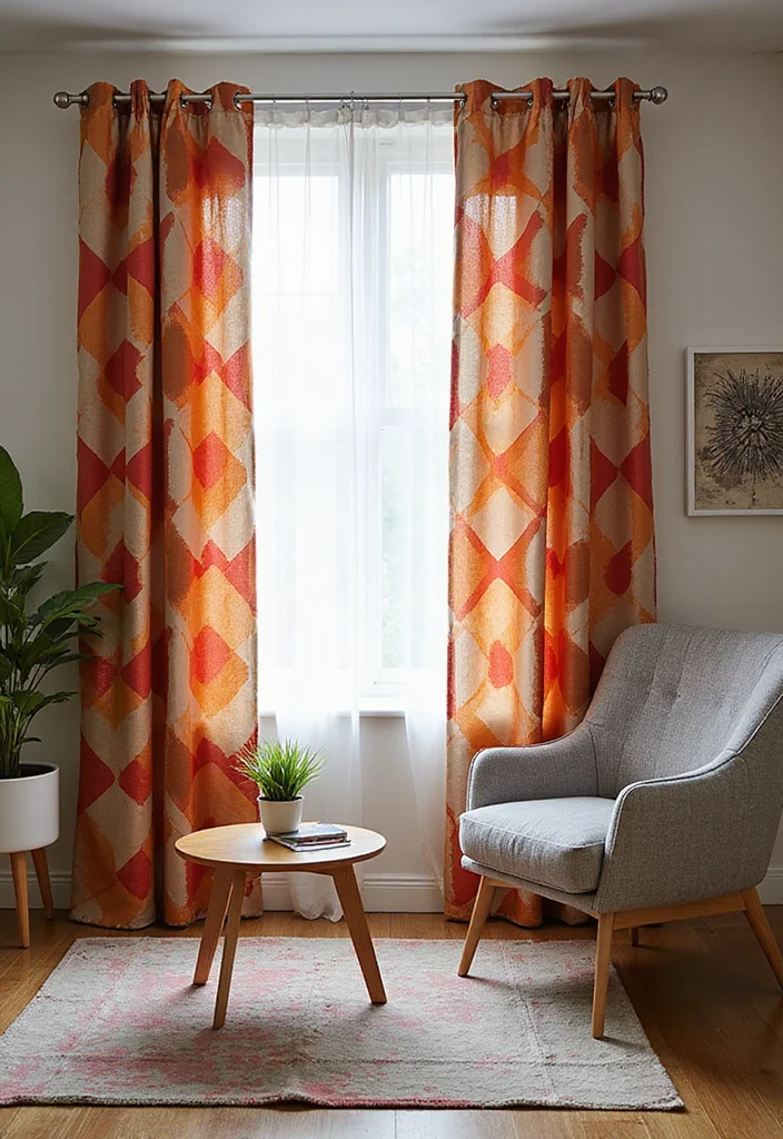 10 Four Panel Curtain Ideas for Wide Balanced Coverage 7. Funky Geometric Patterns