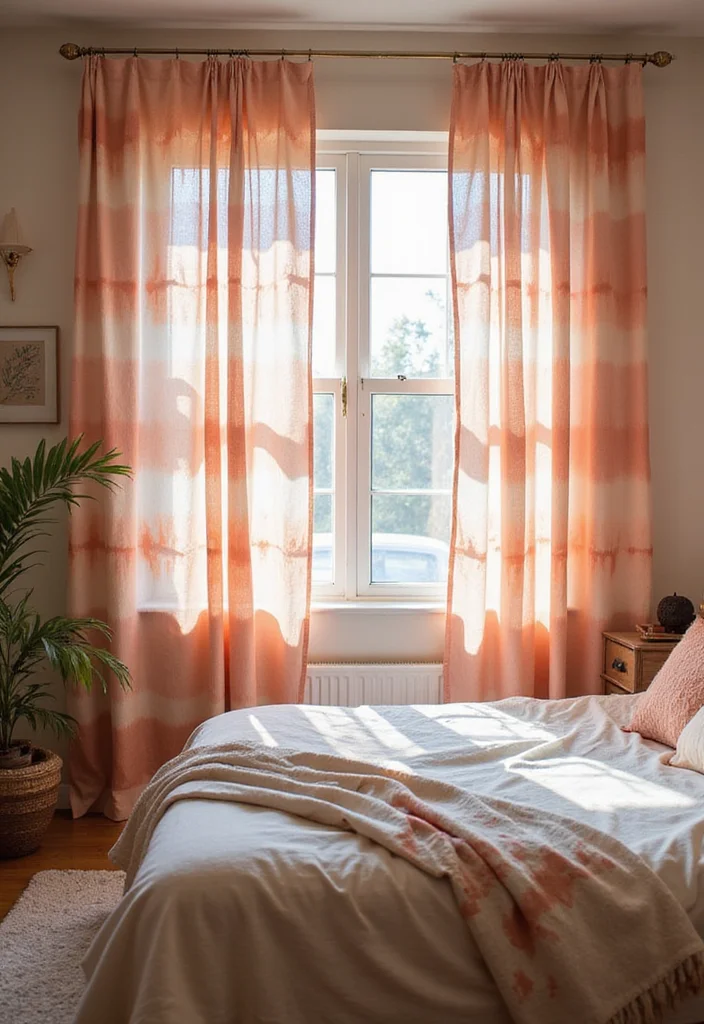 10 Four Panel Curtain Ideas for Wide Balanced Coverage 8. Calming Tie Dye Designs