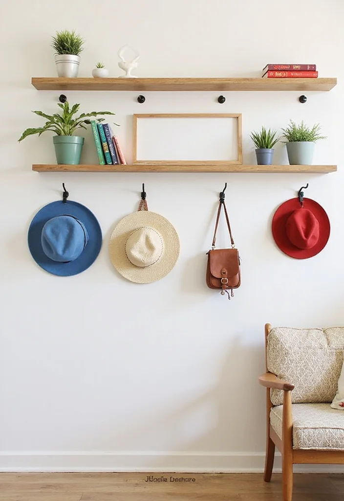 10 Hostel Wall Decor Ideas for Warm Affordable Style 10. Functional Decor with Hooks and Shelves