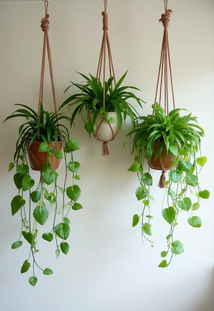 10 Hostel Wall Decor Ideas for Warm Affordable Style 2. Hanging Plants for Fresh Vibes