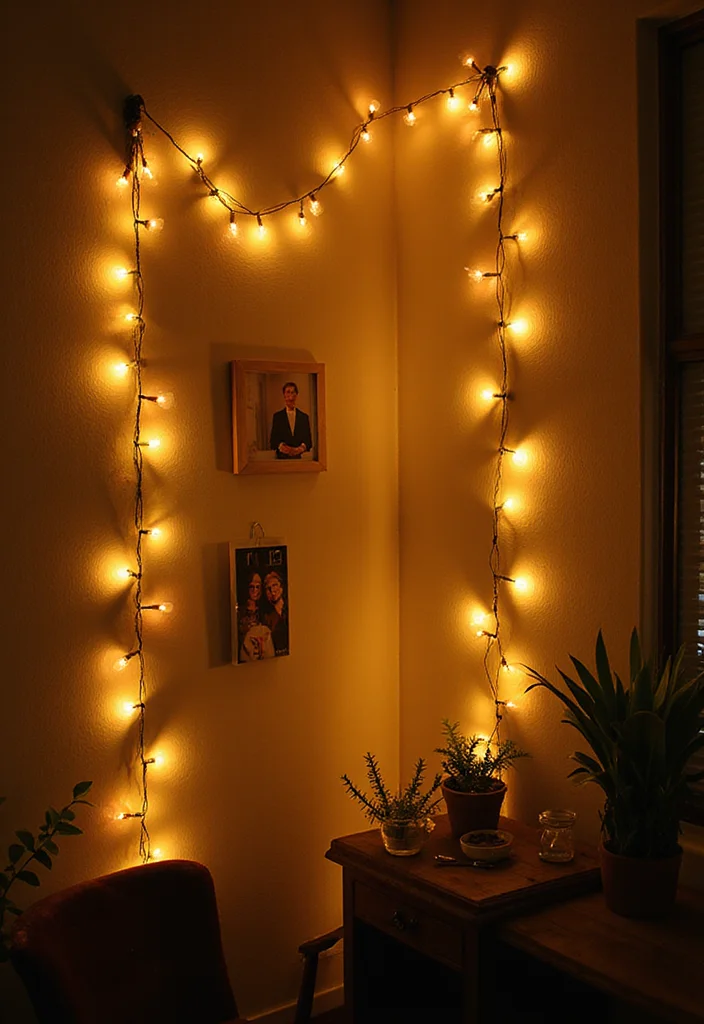 10 Hostel Wall Decor Ideas for Warm Affordable Style 6. String Lights for a Magical Glow