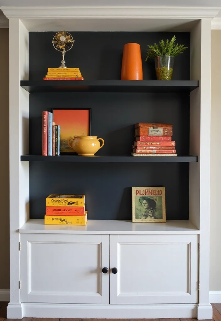 10 Indented Wall Decor Ideas for Unique Built-In Displays 89 10 Indented Wall Decor Ideas for Unique Built In Displays 9. Add Drama with Dark Colors