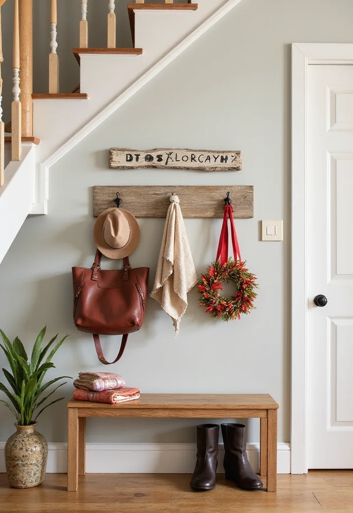 10 Under Stairs Wall Decor Ideas for Clever Small Spots 56 10 Under Stairs Wall Decor Ideas for Clever Small Spots 6. Decorative Hooks for Functional Charm