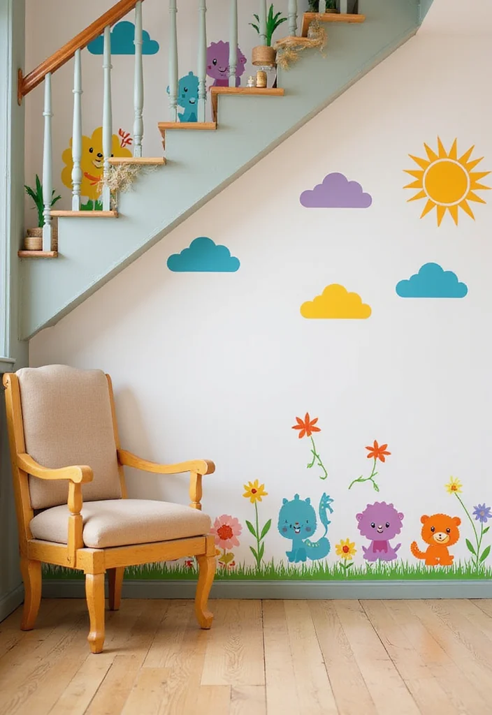 10 Under Stairs Wall Decor Ideas for Clever Small Spots 89 10 Under Stairs Wall Decor Ideas for Clever Small Spots 9. Whimsical Wall Decals for a Playful Twist