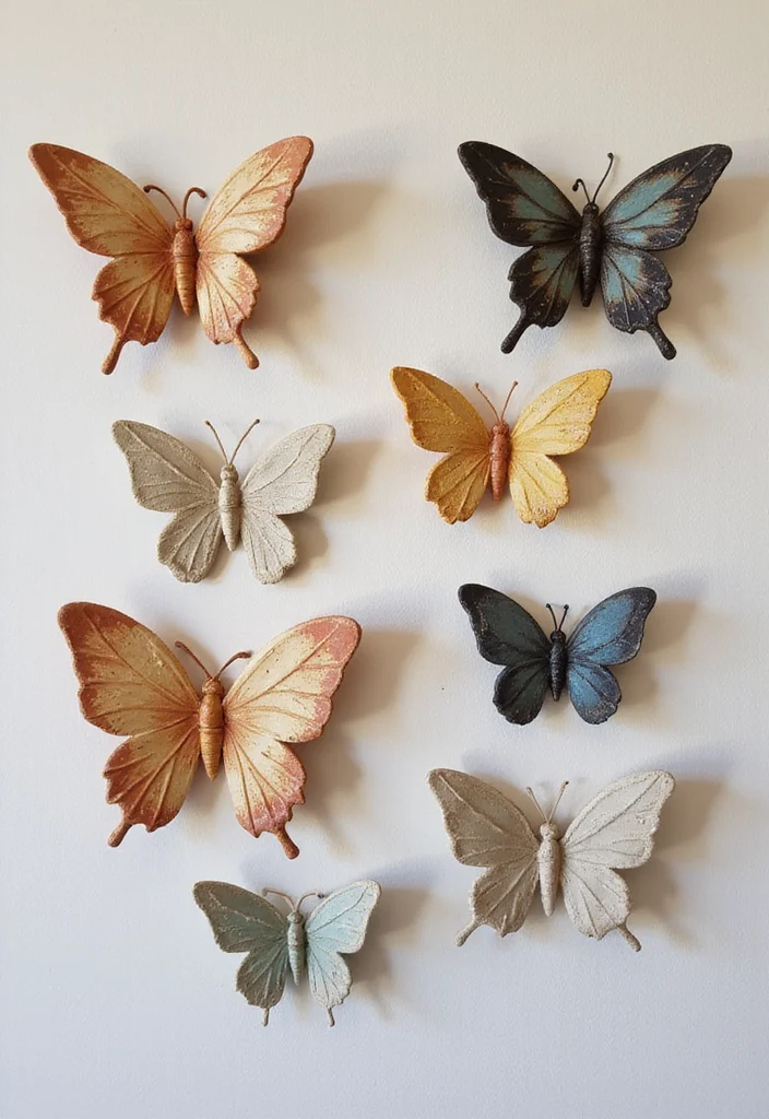 10 Wall Butterfly Decor Ideas for Soft Whimsical Accents 45 10 Wall Butterfly Decor Ideas for Soft Whimsical Accents 5. Clay Butterfly Wall Sculptures