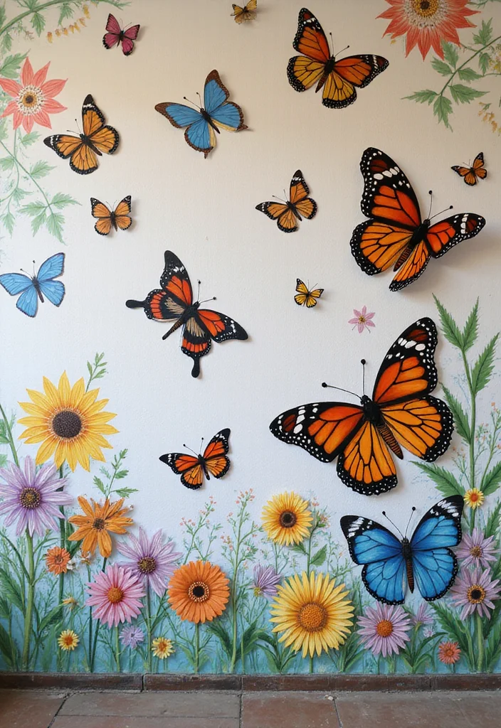 10 Wall Butterfly Decor Ideas for Soft Whimsical Accents 56 10 Wall Butterfly Decor Ideas for Soft Whimsical Accents 6. Hand Painted Butterfly Murals
