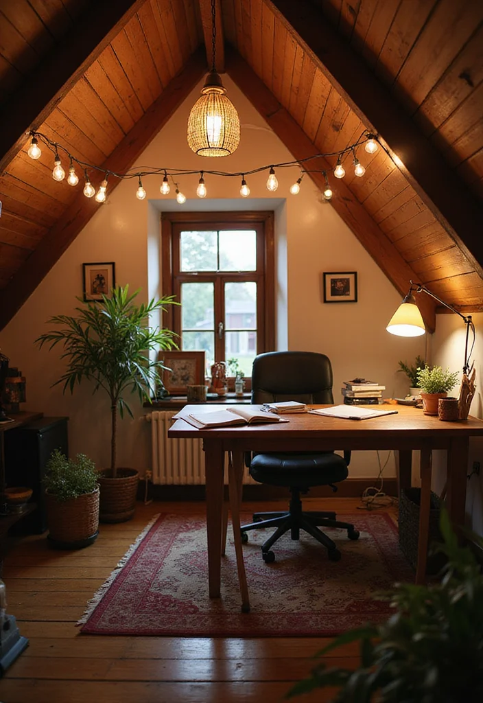 12 Attic Office Ideas for Bright Efficient Use of Space 7. Creative Use of Lighting