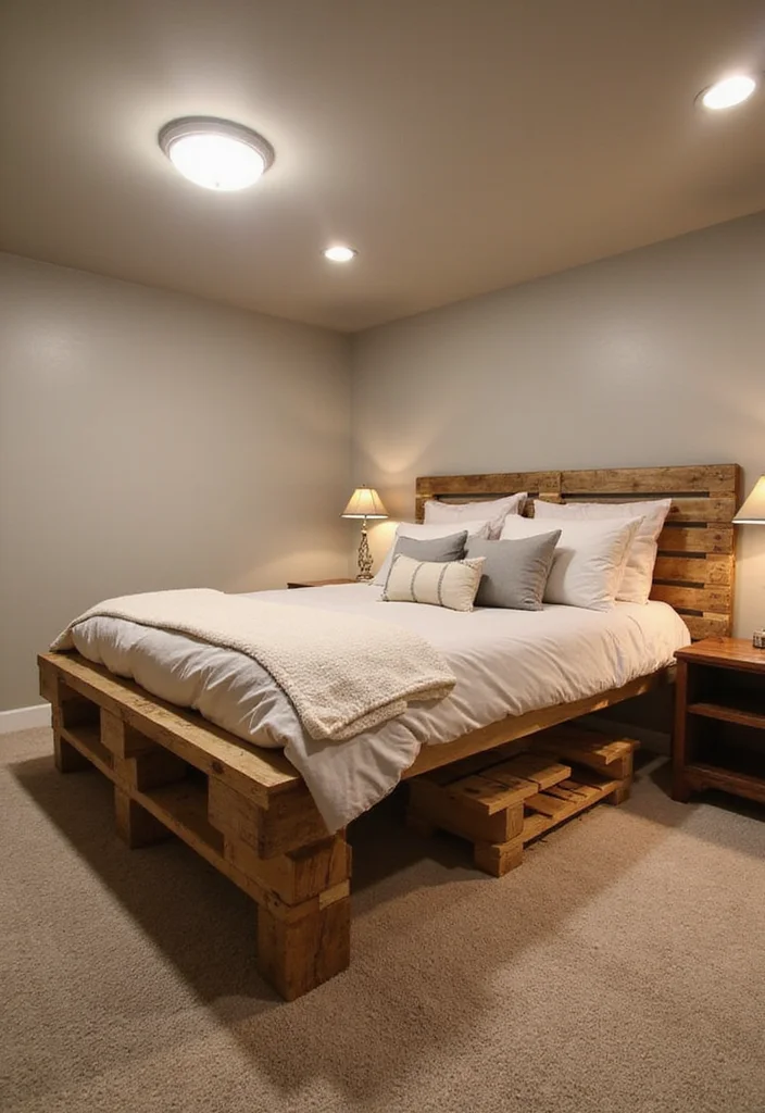 12 Basement Bedroom Ideas on a Budget for Comfortable Savings 2. DIY Pallet Bed Frame