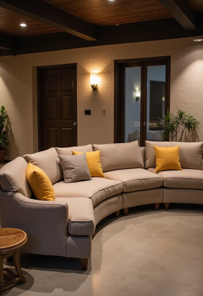 12 Basement Couch Ideas for Cozy Relaxed Seating 67 12 Basement Couch Ideas for Cozy Relaxed Seating 7. Curved Couches