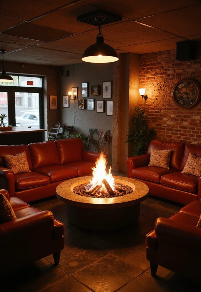 12 Basement Sports Bar Ideas for Fun Game Day Vibes 12. Cozy Fire Pit Corner