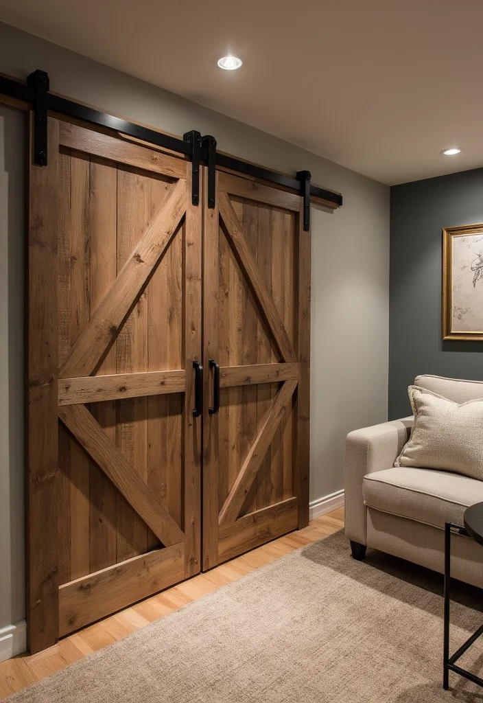 12 Basement Wall Paneling Ideas for Texture and Warmth - 3. Barn Door Accent Wall