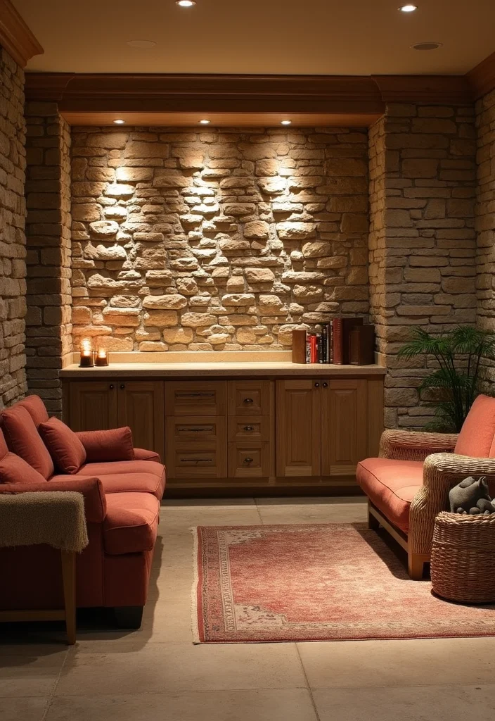 12 Basement Wall Paneling Ideas for Texture and Warmth - 4. Stone Veneer Paneling