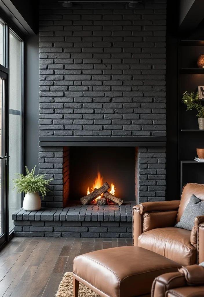12 Black Brick Fireplace Ideas for Bold Modern Contrast 1. Industrial Chic Black Brick with Steel Accents