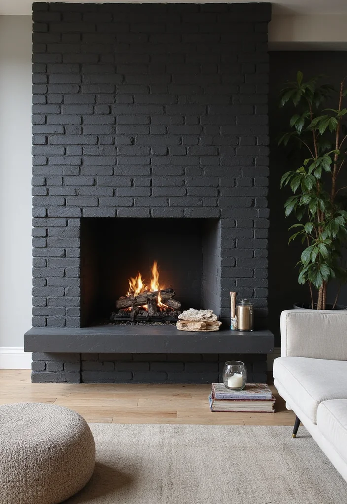 12 Black Brick Fireplace Ideas for Bold Modern Contrast 2. Minimalist Magic Clean Lines and Black Bricks