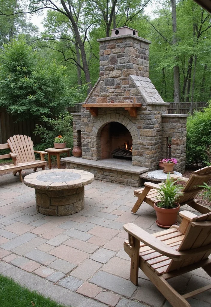 12 Corner Outdoor Fireplace Ideas for Cozy Backyard Layouts 1. Rustic Stone Charm