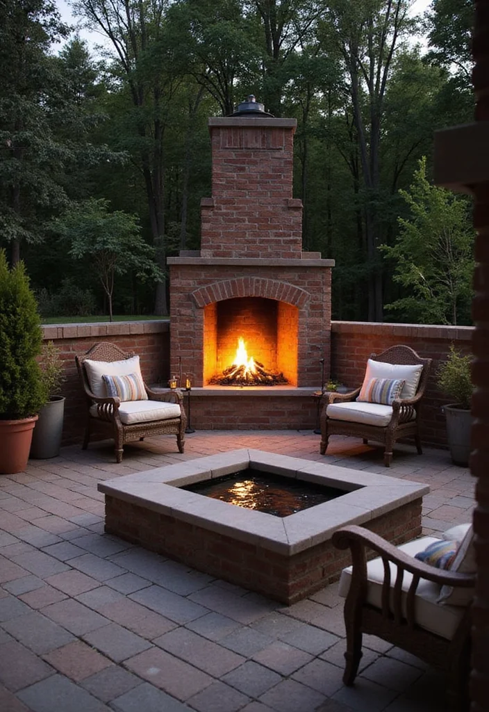 12 Corner Outdoor Fireplace Ideas for Cozy Backyard Layouts 10. Fire and Water Combo