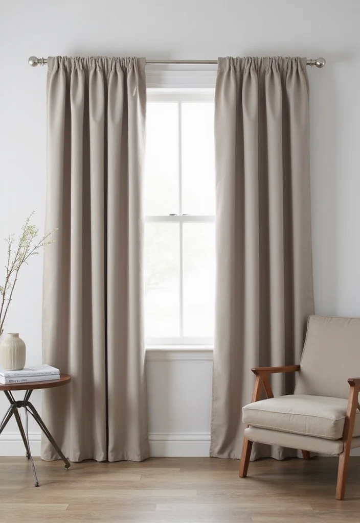 12 Curtain Set Up Ideas for Neat Functional Window Styling - 2. Minimalist Rod Pocket Curtains