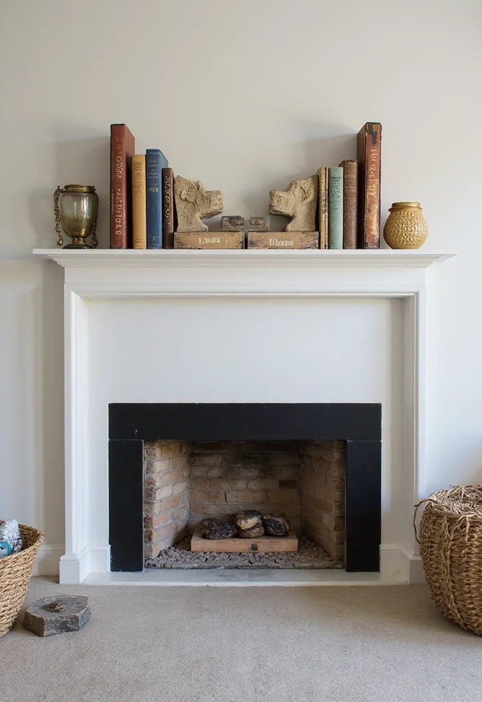 12 Fireplace Bookshelf Ideas for Warm Integrated Storage 11. Artistic Wall Mounted Bookends