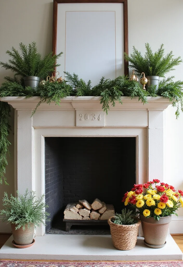 12 Fireplace Hearth Decor Ideas for Seasonal Warmth - 2. Seasonal Greenery