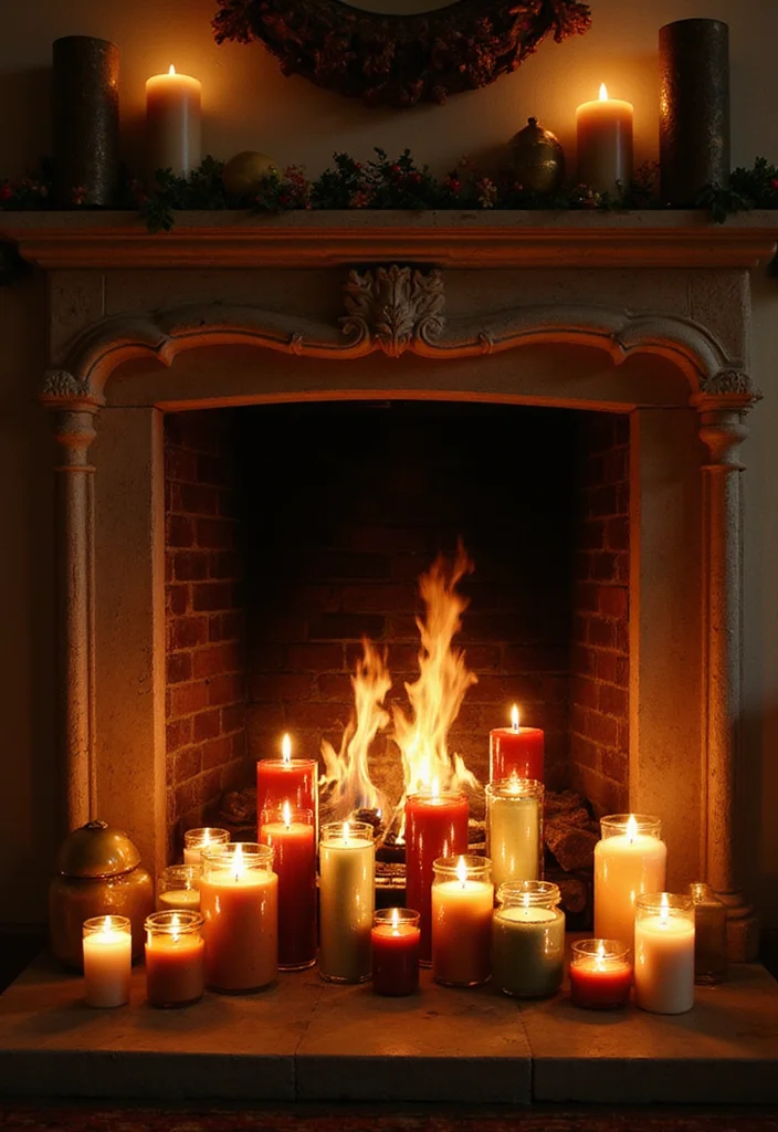 12 Fireplace Hearth Decor Ideas for Seasonal Warmth - 3. Candle Clusters