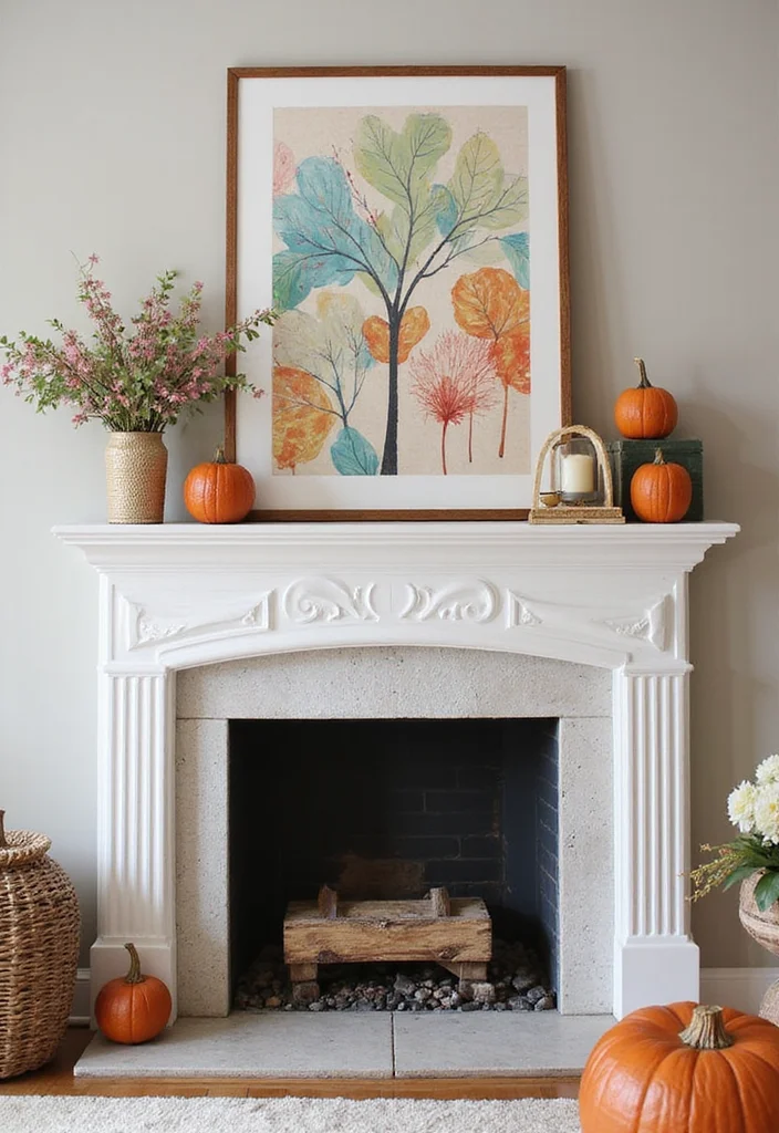 12 Fireplace Hearth Decor Ideas for Seasonal Warmth - 7. Colorful Artwork