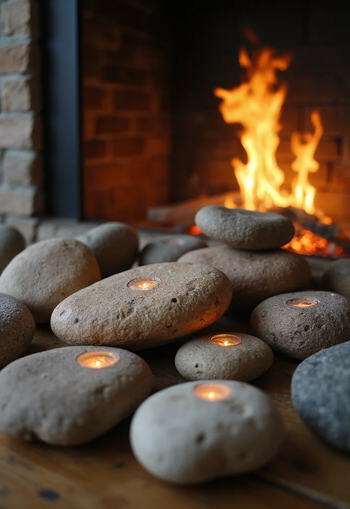 12 Fireplace Lighting Ideas for Ambient Evening Glow 45 12 Fireplace Lighting Ideas for Ambient Evening Glow - 5. Natural Stone Accents