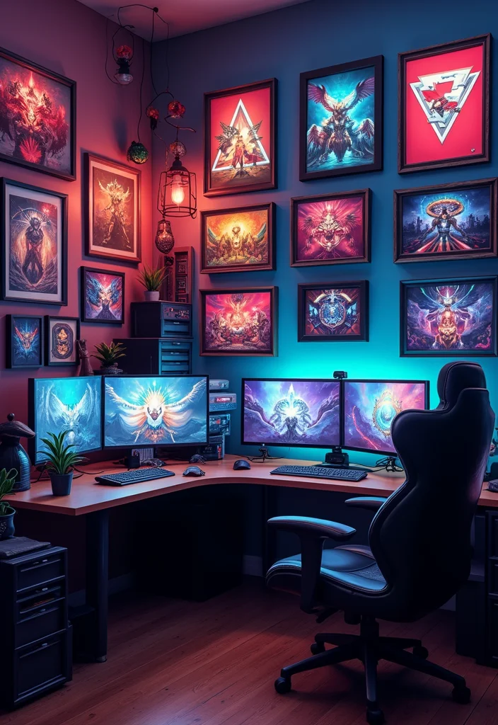 12 Game Room Office Ideas for Fun Productive Spaces 34 12 Game Room Office Ideas for Fun Productive Spaces - 4. Gaming Wall Art