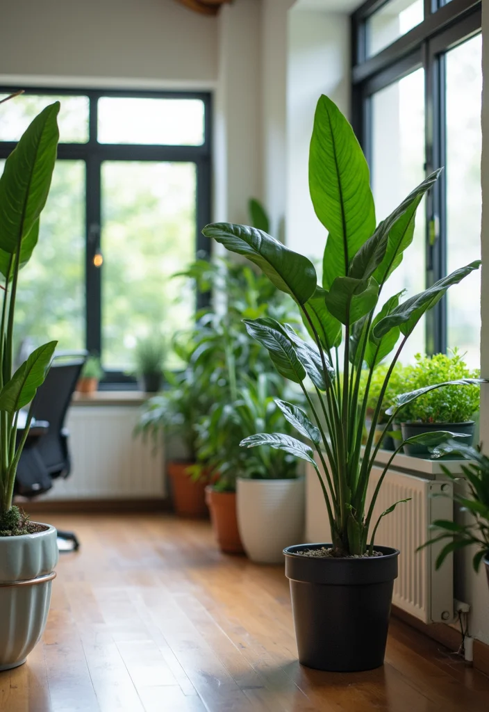 12 Glam Office Ideas for Chic Modern Style - 6. Greenery and Fresh Flowers