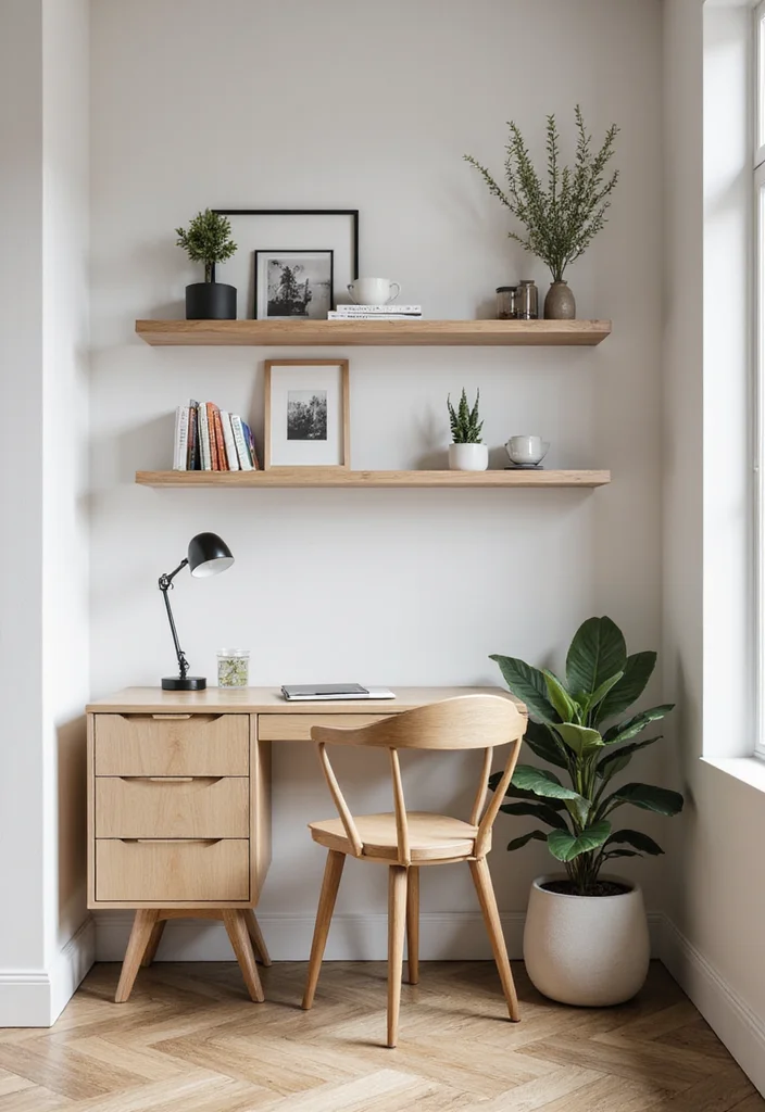12 Home Office Cabinet Ideas for Smart Built In Storage - 1. Floating Shelves with Cabinets