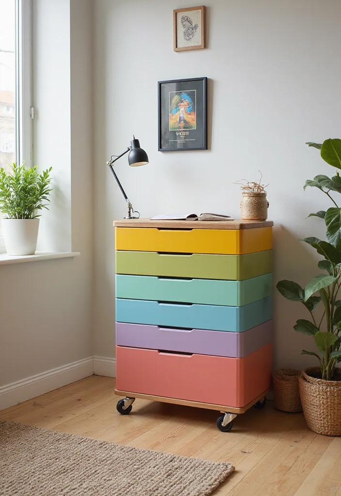 12 Home Office Cabinet Ideas for Smart Built In Storage - 10. Drawer Units on Wheels