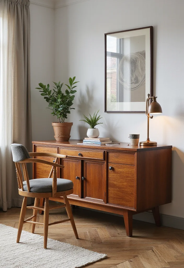 12 Home Office Cabinet Ideas for Smart Built In Storage - 9. Vintage Cabinet Revival