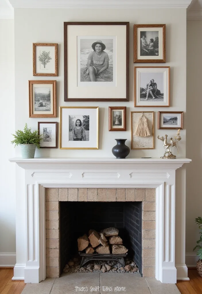 12 Ideas for Above Fireplace for Balanced Eye Level Style 2. A Gallery Wall for Eclectic Vibes