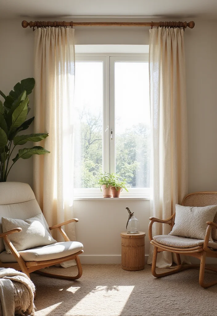 12 Living Room Curtain Rod Ideas for Secure Stylish Framing 11. Natural Fiber Curtain Rods