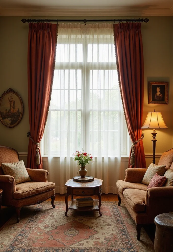 12 Living Room Curtain Rod Ideas for Secure Stylish Framing 4. Vintage Curtain Rods