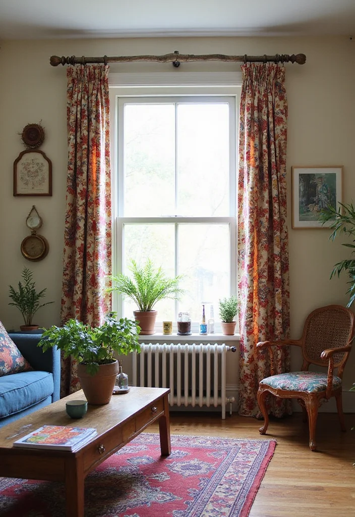 12 Living Room Curtain Rod Ideas for Secure Stylish Framing 5. Upcycled Curtain Rods