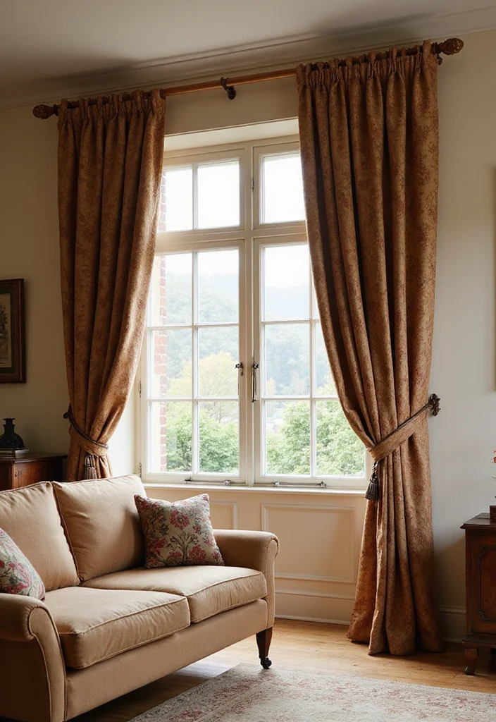 12 Living Room Curtain Rod Ideas for Secure Stylish Framing 8. Decorative Wooden Curtain Rods