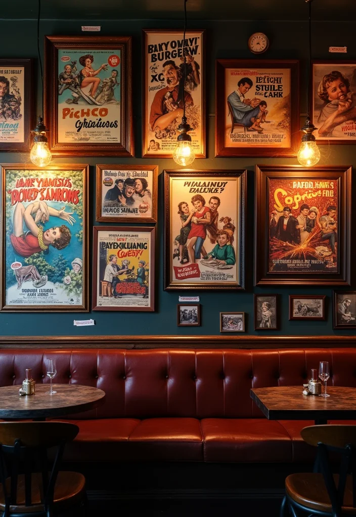 12 Movie Wall Decor Ideas for Cinematic Home Ambience 1. Vintage Movie Posters in Eclectic Frames